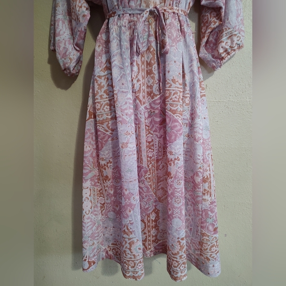 Vintage 1970's Dress Spring Floral & Bird Print Size Large XLarge Kenny Classics - Picture 7 of 13